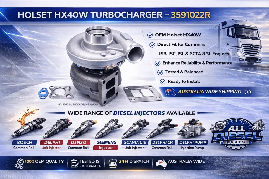 [3591022R] Holset HX40W Turbocharger – Cummins 6CTAA ISC QSC 8.3L | 3591022 / 3800406 / 4033651H